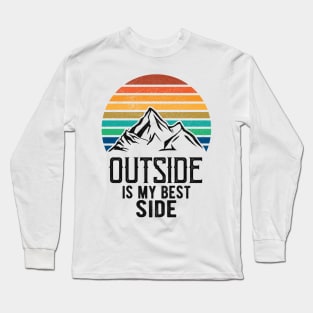 Nature Mountains Vintage Outdoors Hiking Retro Long Sleeve T-Shirt